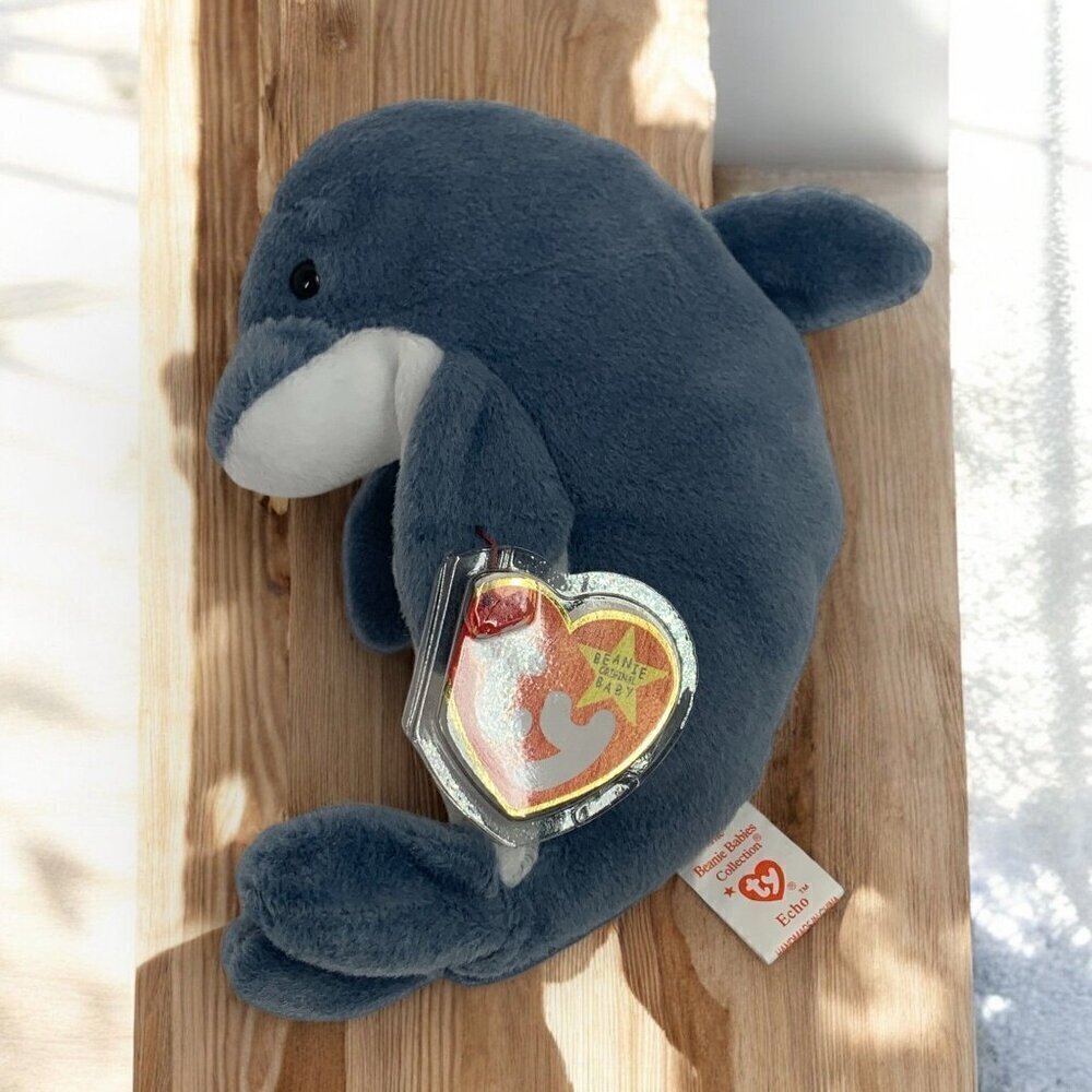 TY Beanie Babies "Echo" The Dolphin 8" Plush Toy Collectible 1996 NWT